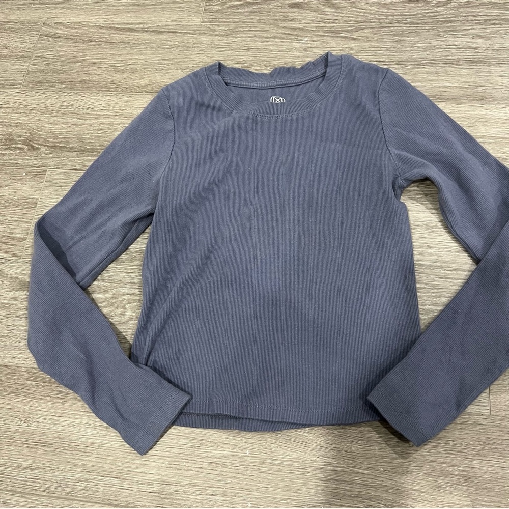 Ardene x KGMTL Long Sleeve Gray Blue Ribbed Long Sleeve Top M